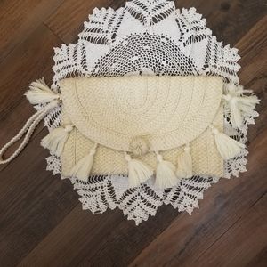 A New Day Boho Style Woven Tasseled Clutch